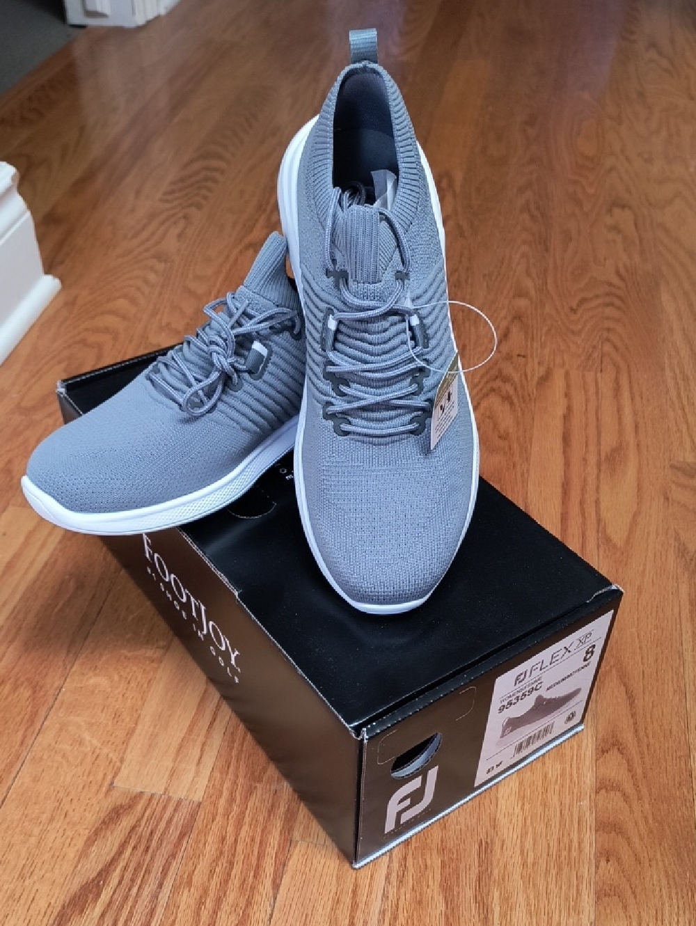 FootJoy Women's Light Gray Knit Slip-On Lace-Up Golf Shoes, Brand New, Size 8